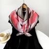 90cm Silk Scarf Large Square Scarf Women's New Patchwork Printed Flower Sateen Scarf Wrap Turban Shawl