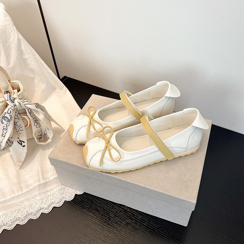 

Кожаный бант увеличение внутренней высоты одинарная обувь верхняя одежда ремень на одно слово женская обувь 2025 популярная нишевая расцветка Мэри Джейн женская 40