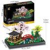 Japanese Zen Gardens and Meditation Cherry Blossom Garden Pavilion Bridge Mini Building Blocks Set Bonsai Trees Building Set for Adults and Kids Toy