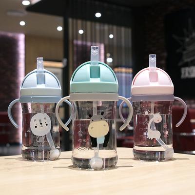 350Ml Kids Drinking Cup Feeding Bottle With Straw Gravity Ball Wide Caliber Bottle Leakproof Water Bottle Children'S Cups