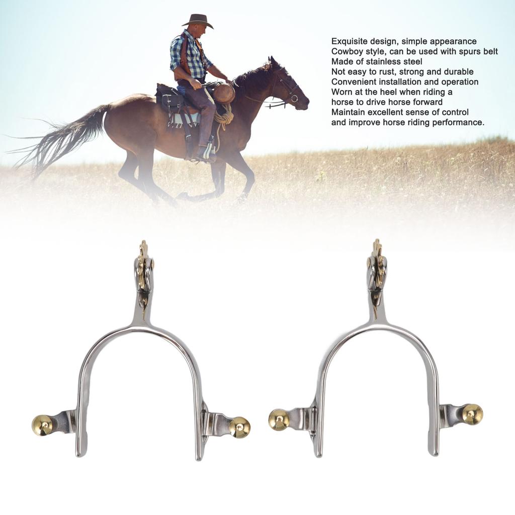 1 Pair Horse Spurs Stainless Steel Exquisite Cowboy Equestrian Boot Spurs for Horse Training Equestrian Competition