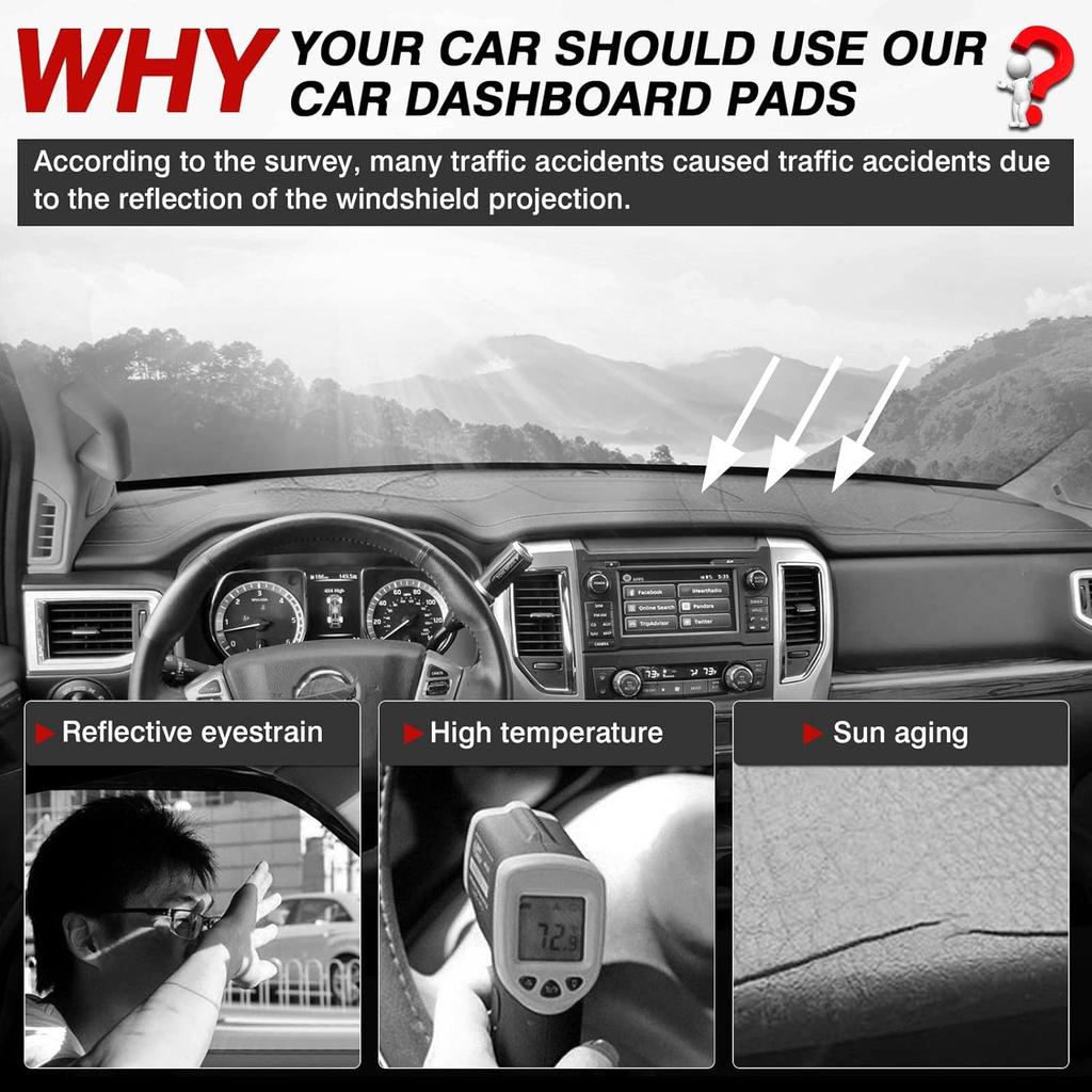 dashboard cover pad is suitable for the 2016-2026 Nissan Titan accessory  flannel dashboard pad for sunshade,glare  UV protect