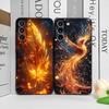 Luxury Phoenix Fire Feather Pattern Phone Case for Samsung Galaxy S25 S24+ S23 Ultra S22 Plus S20 S21 FE M53 M34 5G Soft Covers