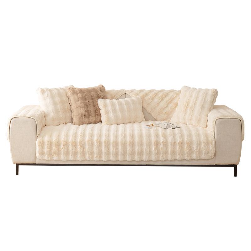 Winter Plush Sofa Cushion Thickened Non-Slip Light Luxury Cushion Winter Leather Sofa Cover Cover Cloth