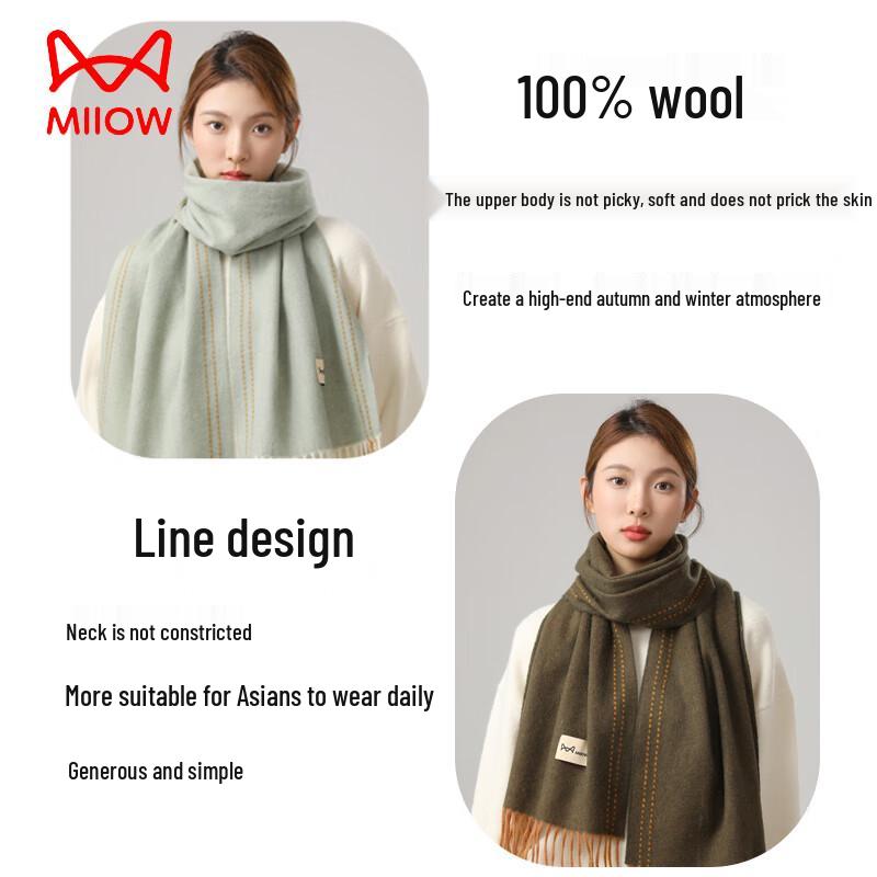 MiiOW Women's 100% Pure Wool Winter Scarf