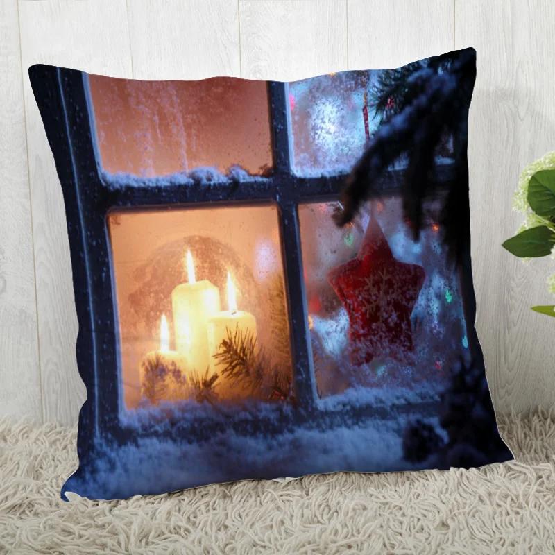 Custom Decorative Pillowcase Christmas Square Zippered Pillow Cover 35X35,40x40,45x45cm(One Side)