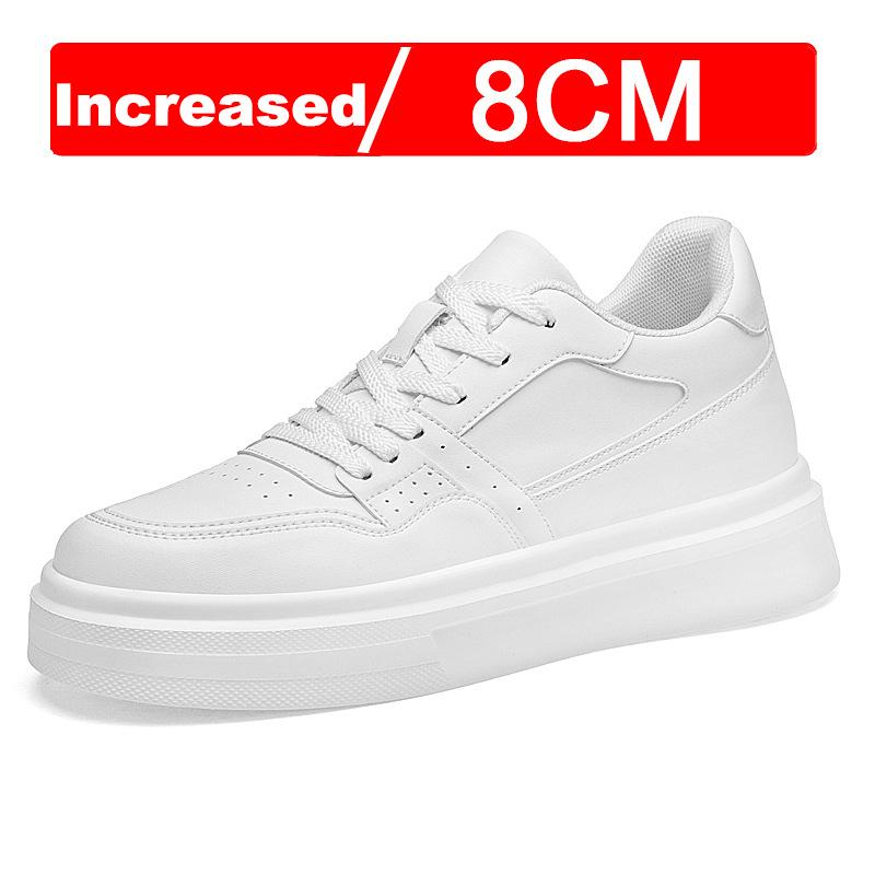 Zapatos Casuales con Plataforma Moda Cuero PU Zapatos Elevadores para Hombre 6cm 8cm 10cm Aumento Invisible de Altura Zapatillas Blancas Cortex