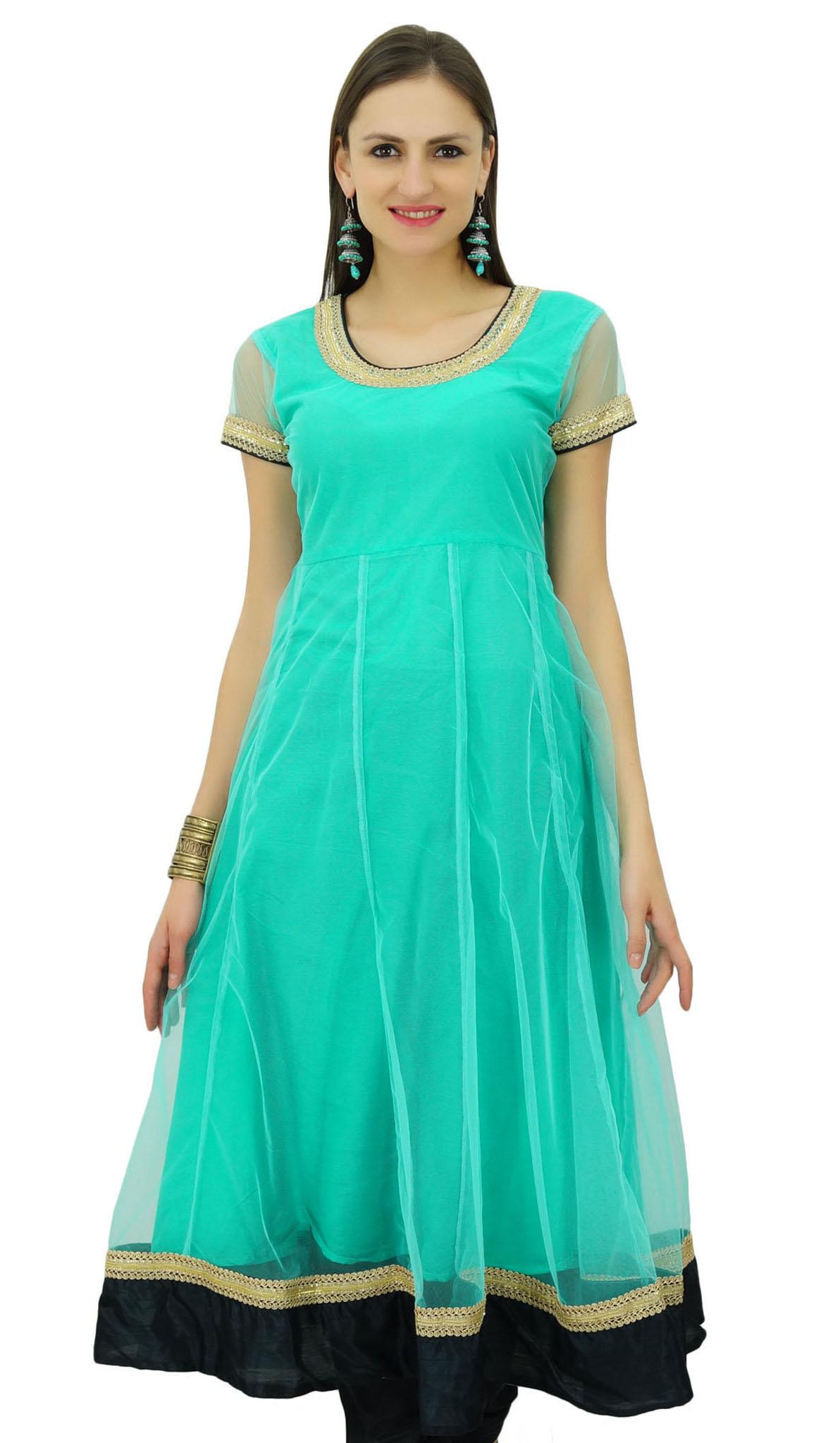 

Сукня Bimba Flaired Net Anarkali Однотонна індійська туніка Курта Курті на замовлення 8 чирок зелений колір