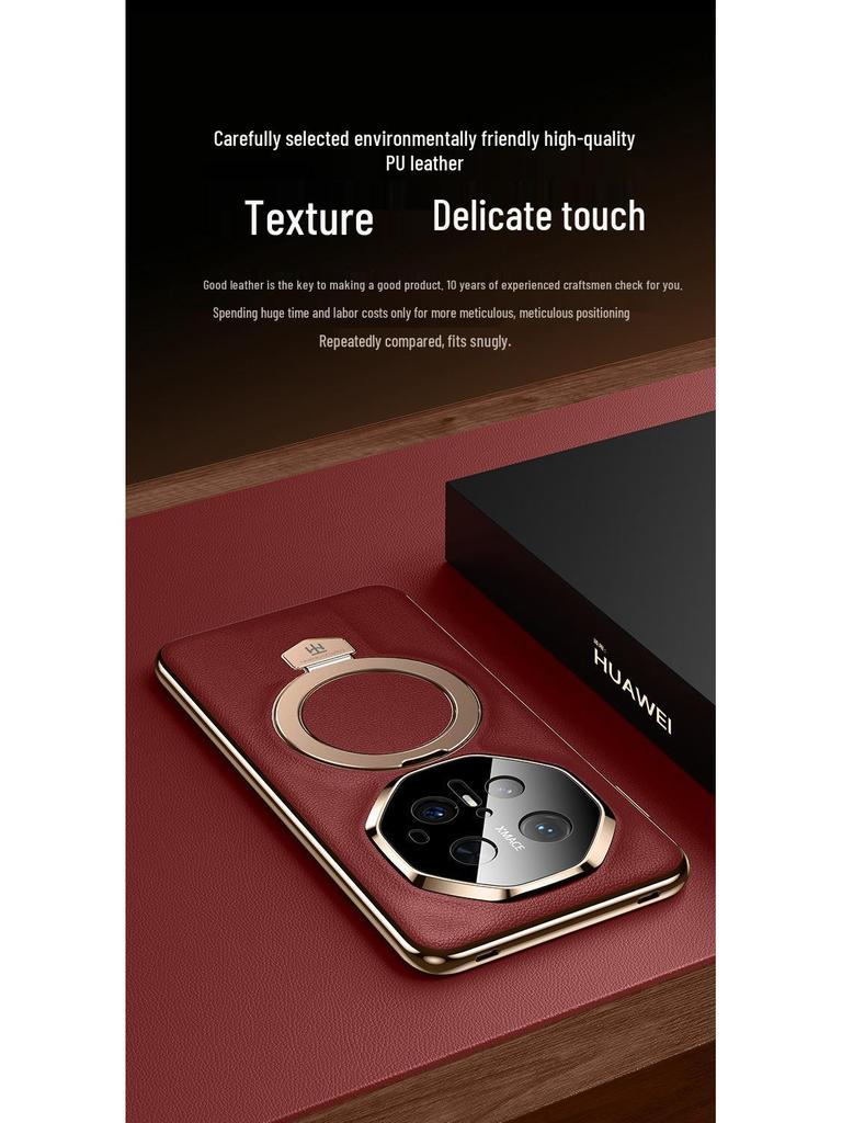 Kožené pouzdro na telefon Huawei Mate70 RS: Magnetický stojánek, Ochranný, Kompatibilní s 60RS Porsche Design