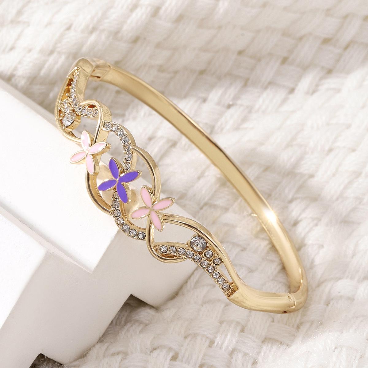 Женский европейский и американский браслет-манжета со стразами и эмалью - Элегантный, универсальный и стильный