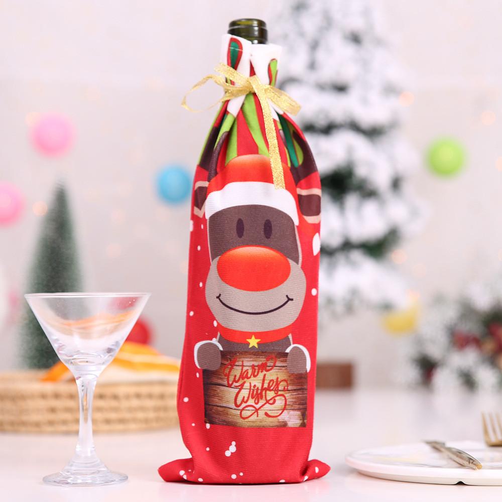 

Wine Charming Christmas Bottle Wraps Crafted With Soft Material Featuring Fun Santa Snowman And Reindeer Prints Print Wine Set Reindeer