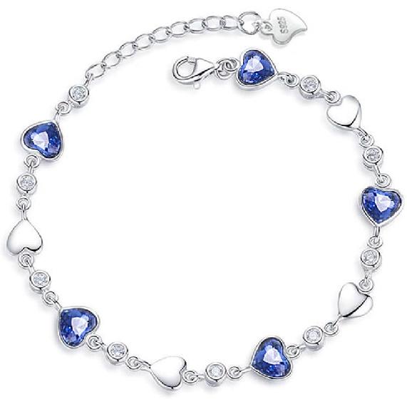 kelistom 925 Sterling Silver Bracelets for Women Teens, Love Heart Charm Chain Bracelet Bangle Fashion Jewelry Gifts