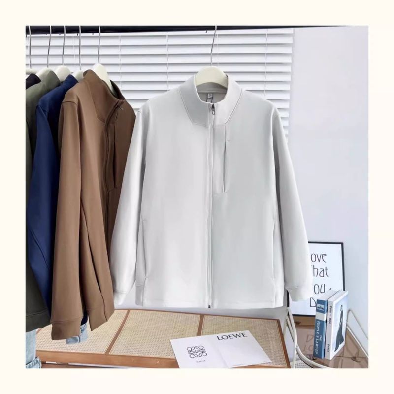 Export Original Lu Family New Arrival Italian Spring & Fall Stretch Zipped Stand Collar Jacket Outwear Fashion Casual Top Men and Women