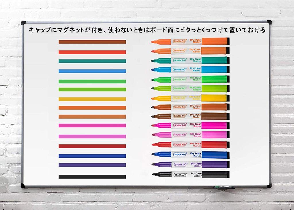 Shuttle Art Whiteboard Erasable Marker with for and LED Suitable for and Markers, Pens, 60-Pack (15 Colors), Magnetic, Eraser, Whiteboards, Glass,