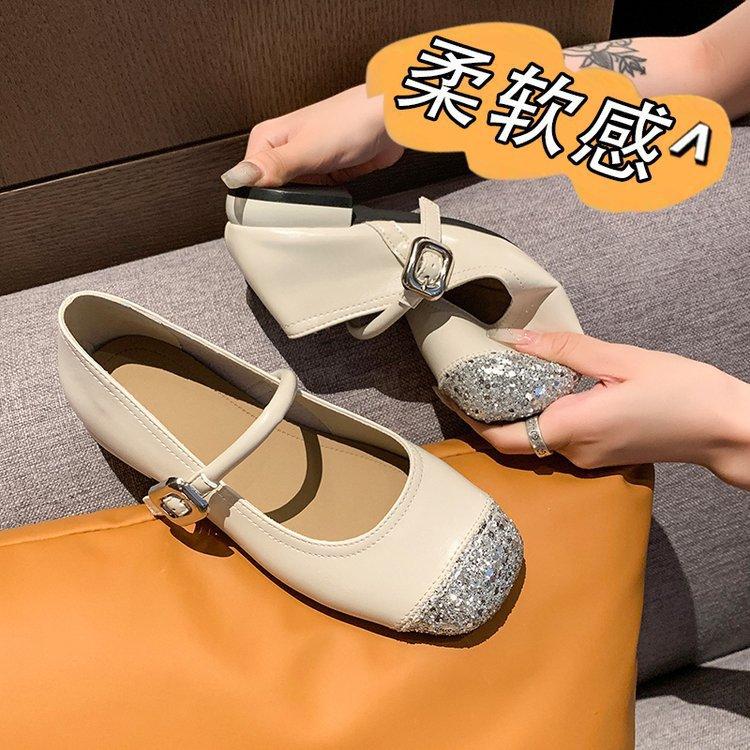 

Французские туфли Мэри Джейн женские 2025 новая летняя серебристая обувь для нежного вечера со стразами с юбкой туфли-лодочки ladyshoes 40