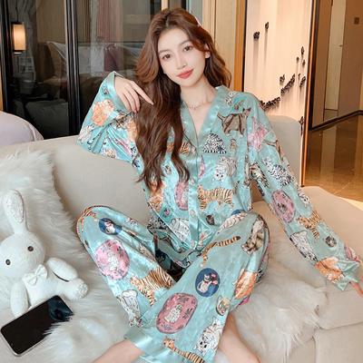 Herbst Winter Neu Fleece Damen Pyjama Koreanischer Cartoon Zoo Print Nachthemd Niedlich Weiblich Schick Mode Nachtwäsche