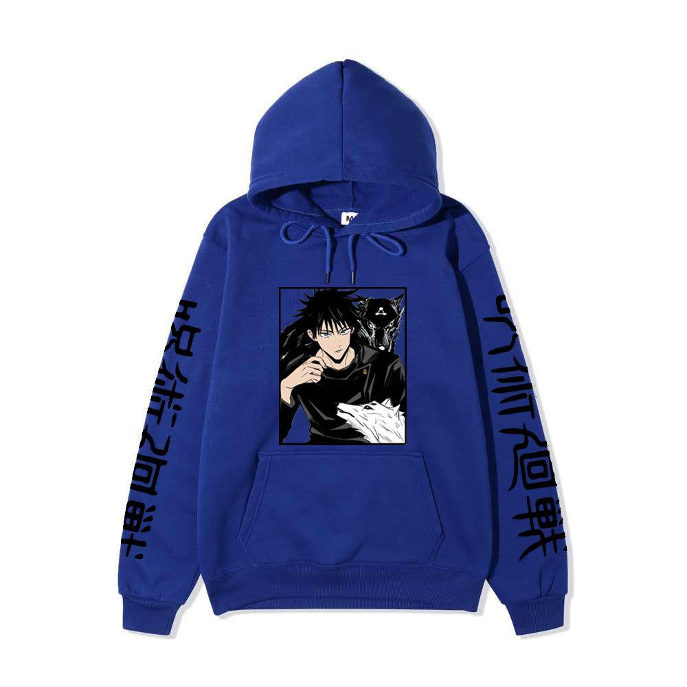 Japanese Anime Hoodie Sweatshirt Jujutsu Kaisen Satoru Gojo Anime Print Soft Fleece Warm Long Sleeve Hooded Sweatshirt