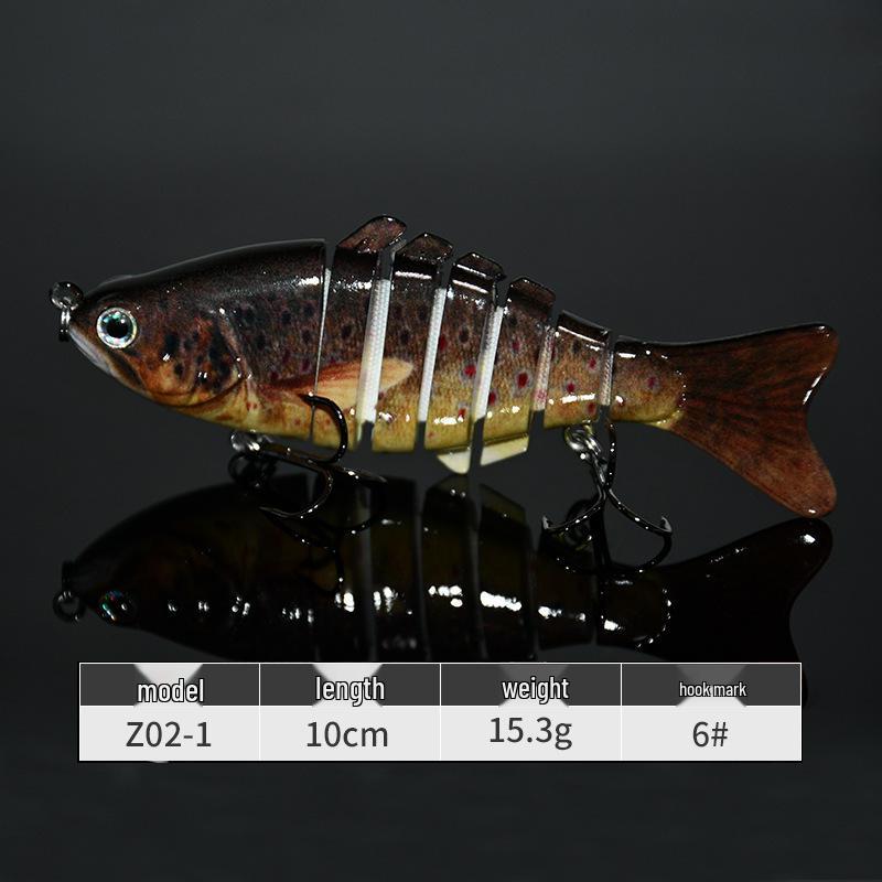 10-сантимовая многосуставная приманка-рыба из 7 секций: Жесткий Пластик, Искусственная, Бионическая, Пресноводная Приманка.