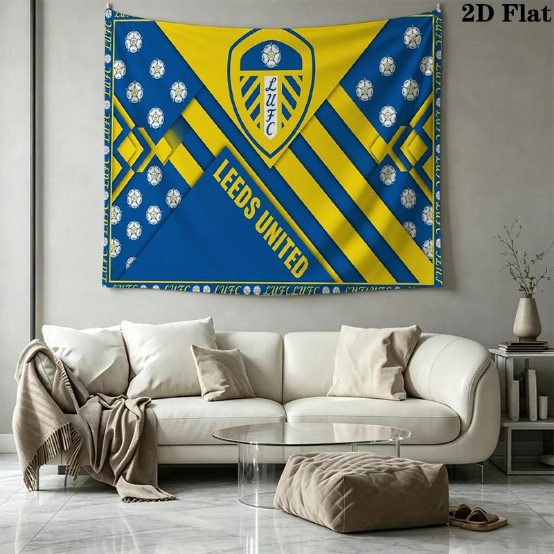 Leeds United Logo Wall Tapestry Aesthetic Wall Hanging Printed Fabric Blanket Decorative Tapestries for Bedroom Living Room Home Decor