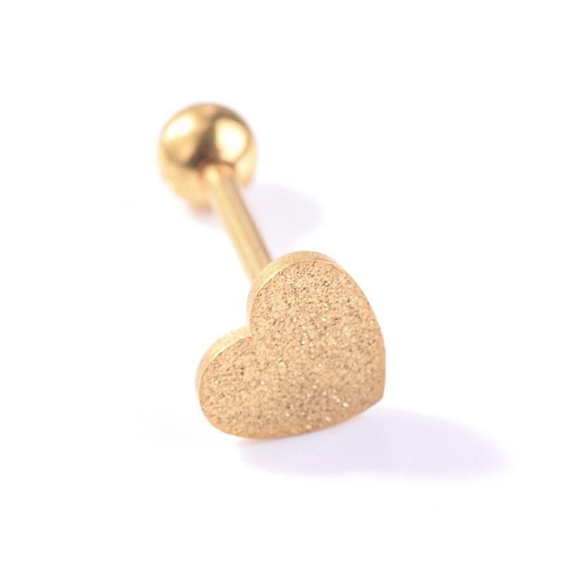 European/American Stainless Steel 14G Frosted Love Tongue Ring Set - New Body Piercing Jewelry