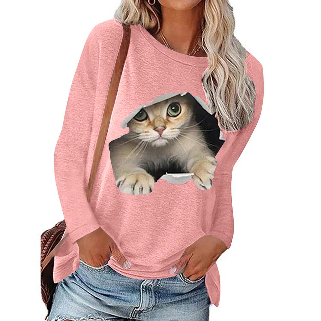 Women's Fashion And Winter Round Neck Casual Pullover Long Sleeve T-Shirt