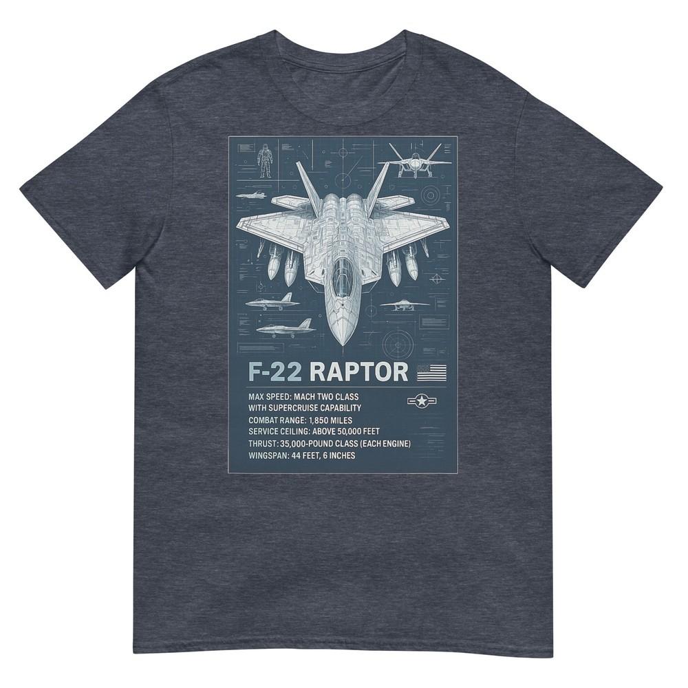 F22 Raptor Blueprint Technical Schematic Aviation Art Tshirt