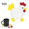 Colorful Drink Coaster Cute Chicken Coaster, 3D Printed Reusable Heat Anti-slip Insulation Table Protection Mat for Home Office Use