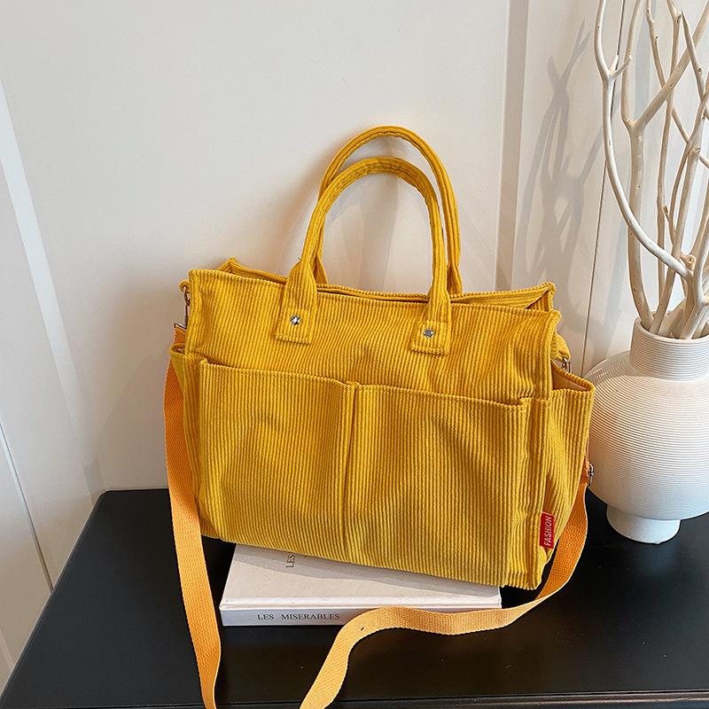 Lässige einfache Schulter-Tragetasche Umhängetasche Damen große Kapazität Cord Damen neue Handtasche