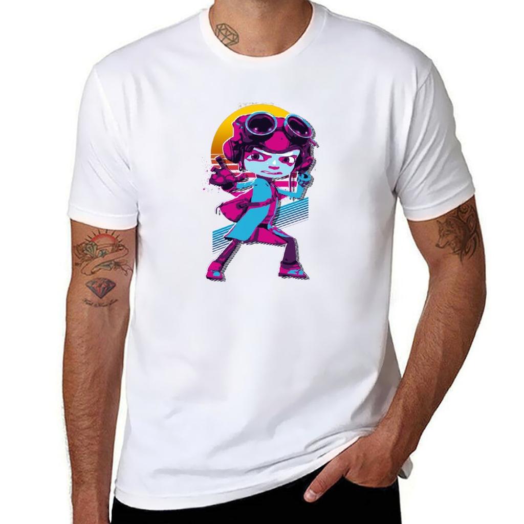 Psychonauts 2 - Raz *80s Retro* T-Shirt Blacks Anime Basketball Graphic Tees Korean Fashion Mens White T Shirts