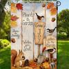 2D Flat, 1pc, 2D Flat Printing, Autumn Garden Flag: Squirrels, Birds, and Gardening Fun, Polyester Material, Multiple Sizes, Machine Washable and Dura