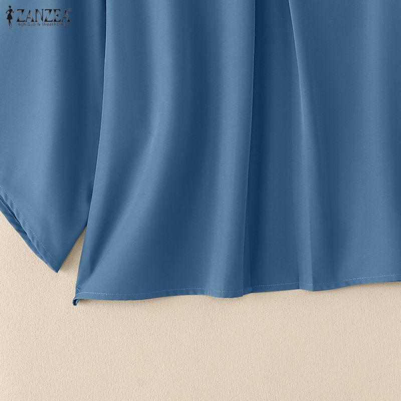 ZANZEA Dámská ležérní halenka s kulatým výstřihem, jednobarevná, s 3/4 rukávy