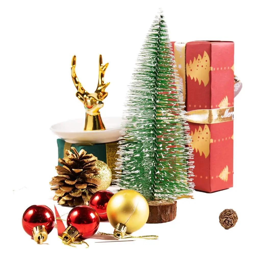 5pcs Christmas Decoration Christmas Tree Pine Tree with Wooden Base for Home Decor Xmas Party New Year New Year 2027 Ornament