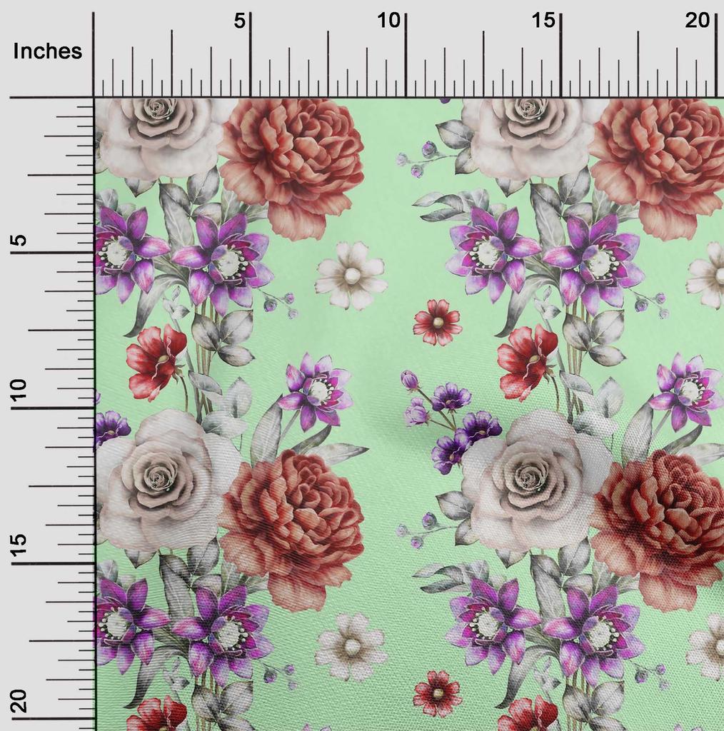 oneOone Cotton Flex Black Fabric Leaves|Lotus & Rose Floral Quilting Supplies Print Sewing Fabric By The Yard 40 Inch