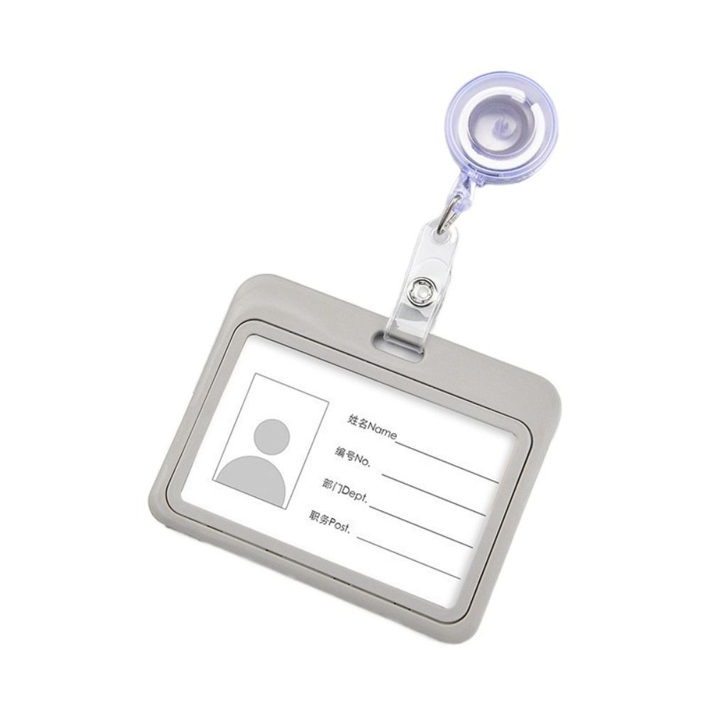 

Plastic Retractable Card cover Solid Bus Card Cover Case Gift Card Cover Sleeve with Clip Male grey-A