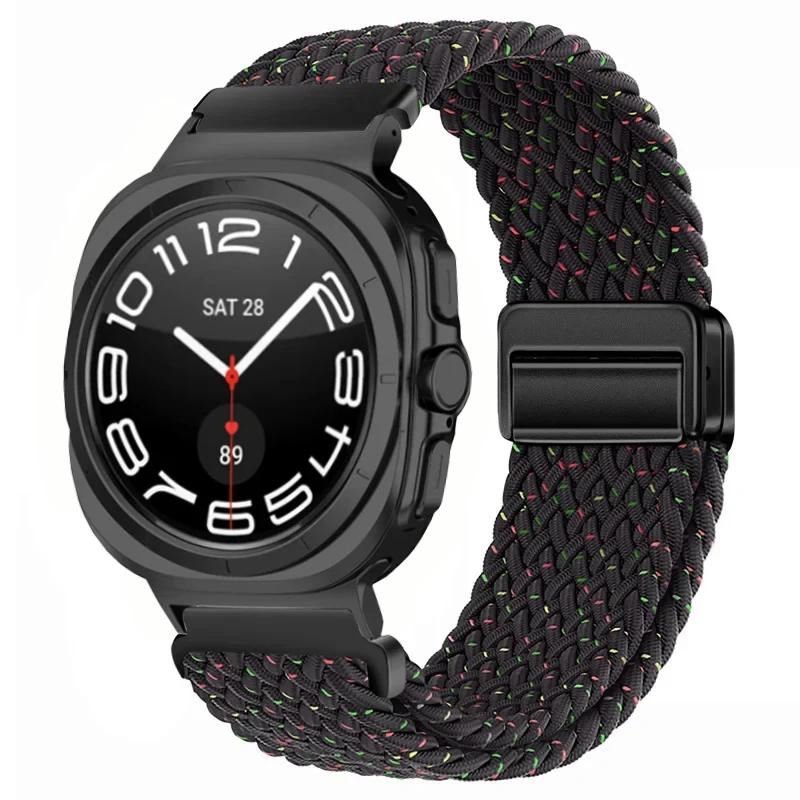 Nylon Braided Loop Strap for Samsung Galaxy Watch Ultra 47mm Magnetic Bracelet Wristband for Galaxy Watch 6 5 4 40mm 44mm 43mm 45mm Accessories