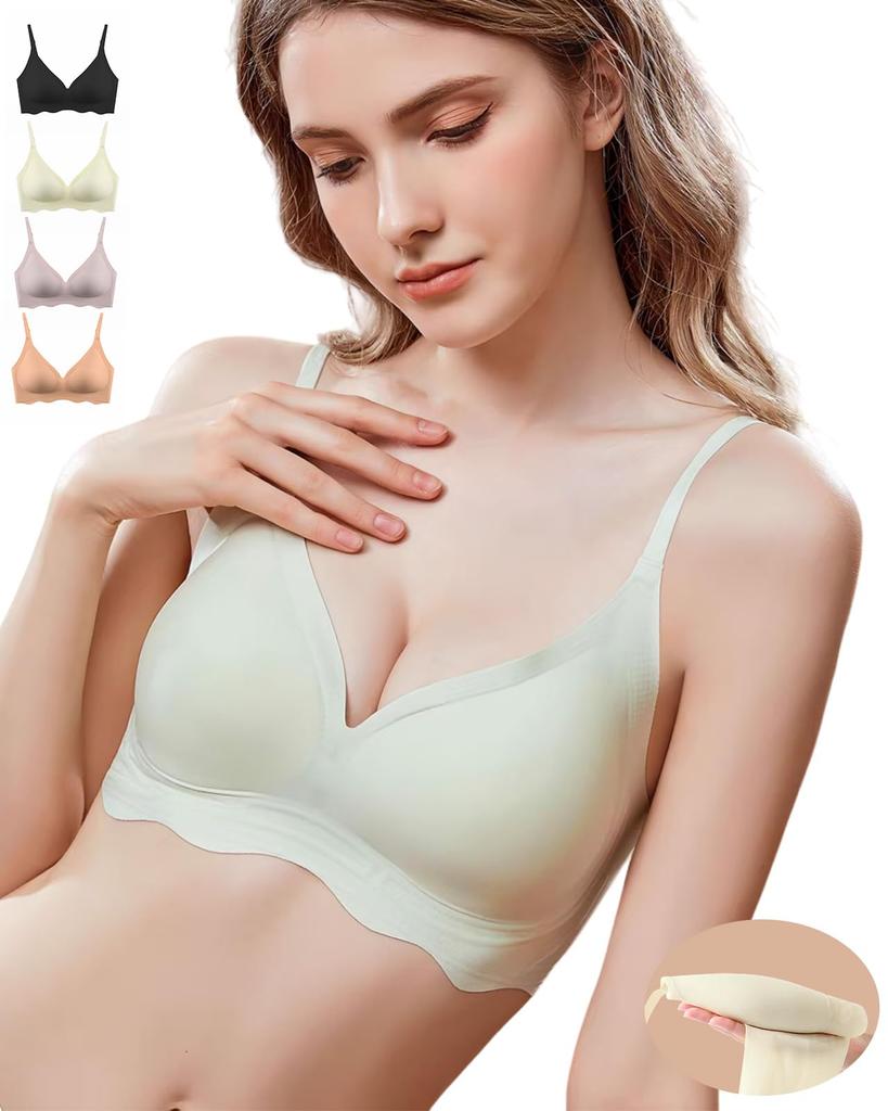 Seamless Bra Jelly Lightweight Sports Night Comfortable To Wear 24 Hours a for Both Day and Night Use [Umillo] Non-wired Bra, [Soft Support, Material]