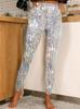 Women's Skinny Long Leggings 3D Glitter Print High Waist Stretch Sports Pants Hip Lifting Casual Workout Trousers