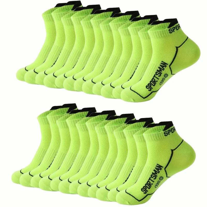 12 Pairs Men Knitted Anti Odor Sports Socks Fashionable Letter Sweat Absorbing Mesh Breathable Couple Running Casual Socks