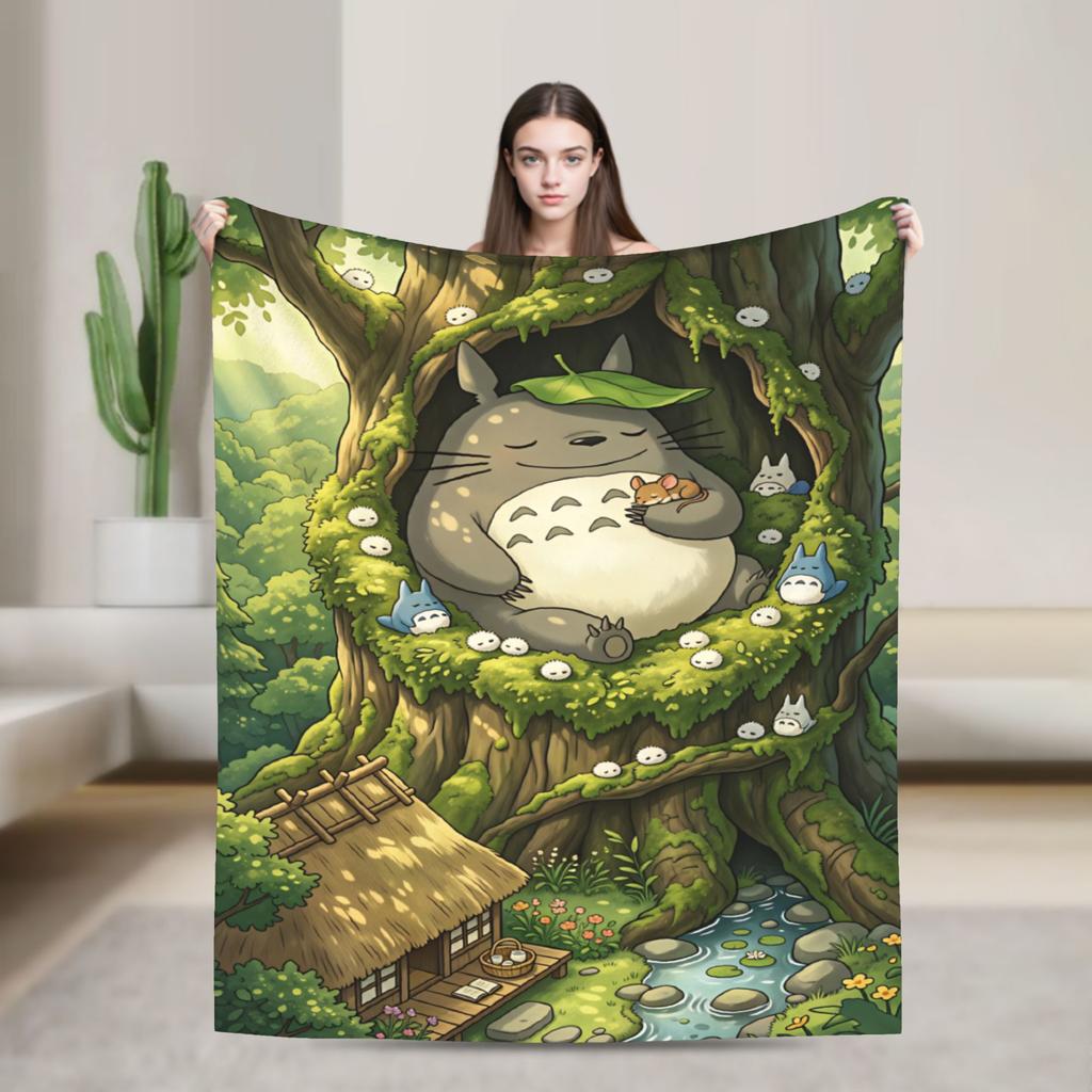 Totoro Blankets Soft Fluffy Plush Bedding Throws For Couch Bed Travel Flannel Bedspread Bed Cover