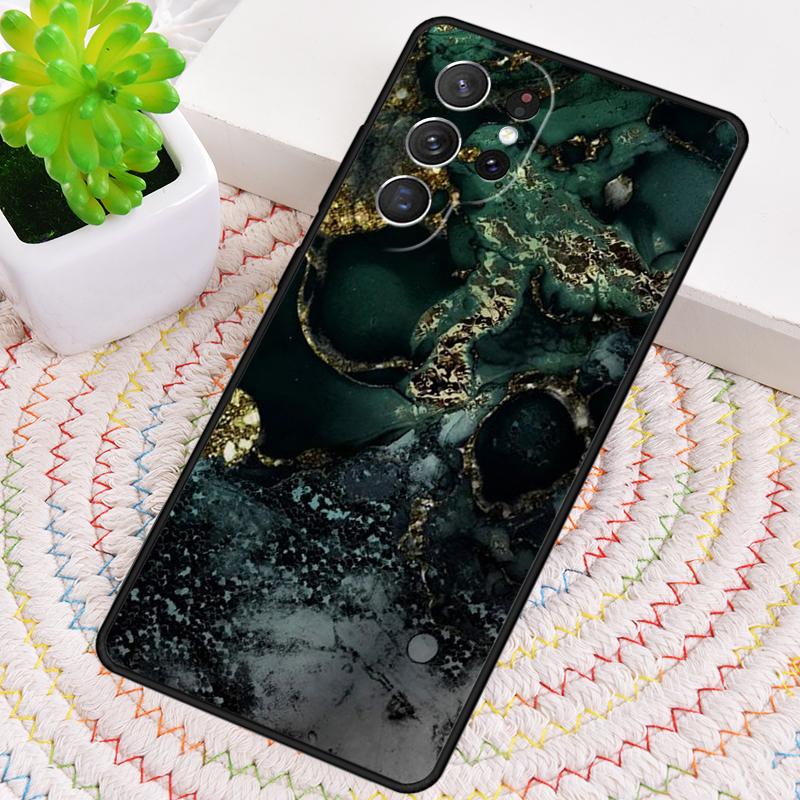 Gold Indigo Faux-Malachit Silikon Handyhülle Für Samsung Galaxy note 10 pro S26 S25 S24 S23 S22 S21 Plus S25Ultra Capa Cover