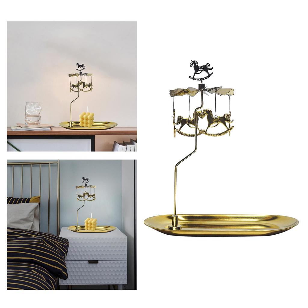 Rotary Tea Light Candle Holder Carousel Scandinavian Designed Romantic Candlestick for Wedding Holiday Favor Xmas Party