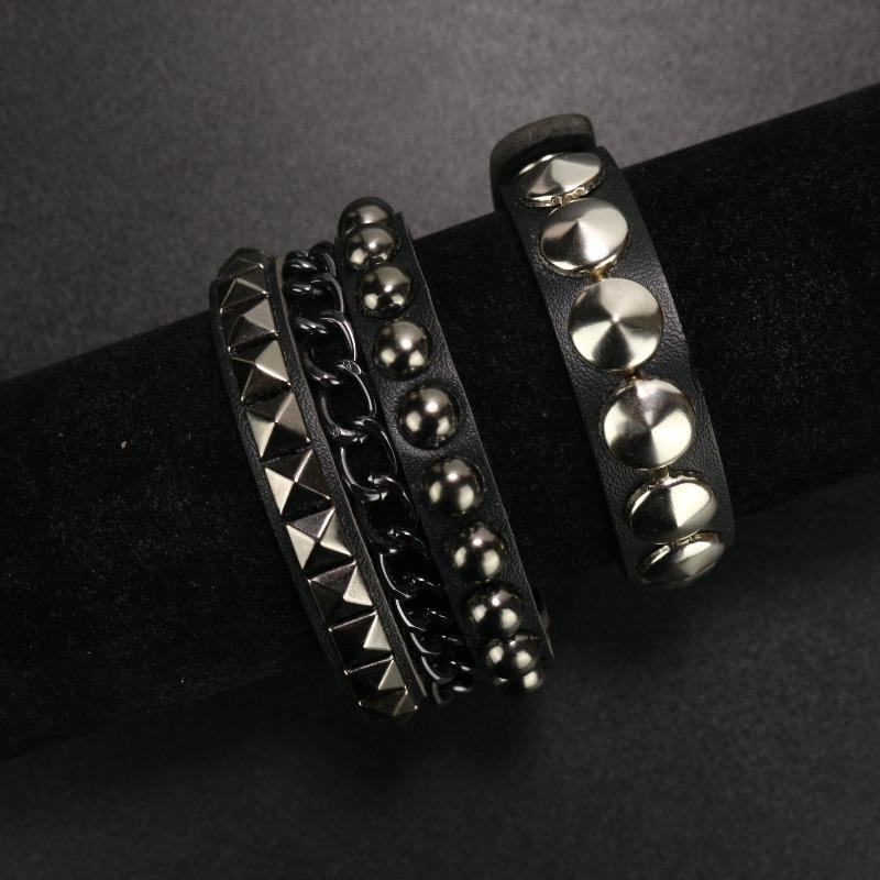 Set de pulseras Meier - joyería unisex de cuero de PU, pulsera de cuero trenzado retro hip-hop europeo y americano DIY