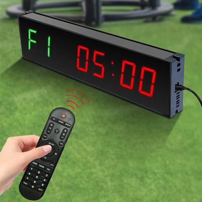 Temporizador de Intervalos LED Enchufe Tipo C Temporizador de Fitness Montado en Pared Mando a Distancia Inalámbrico con Gancho Adhesivo para Entrenamiento de Competición