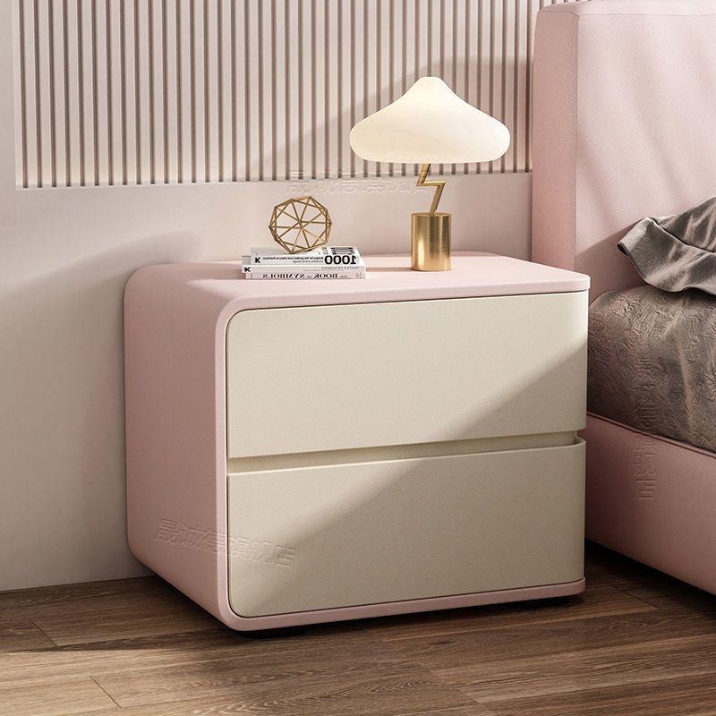 Modern Cream Leather Bedside Table - No Installation Needed