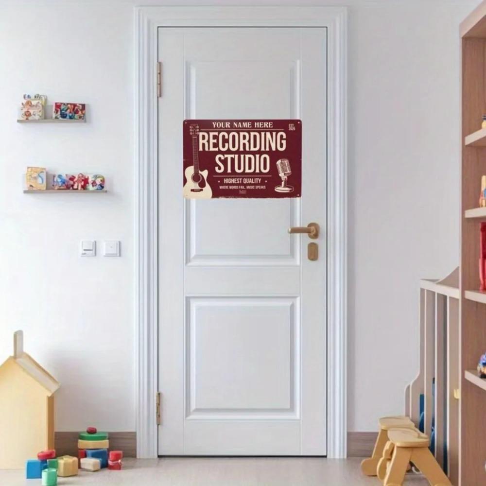 Personalized Vintage Music Studio Metal Sign Guitar Microphone Aluminum Wall Decor
