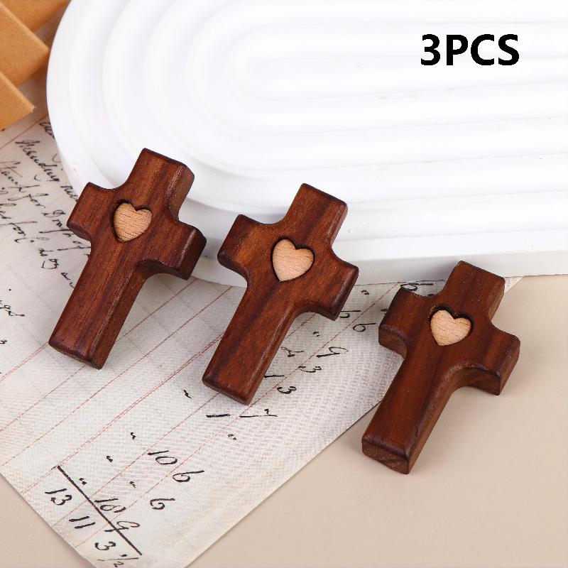 1/3 Stück Holzkreuze Dekoration Mini Taschenkreuze Handflächenkruzifix Finger Spielzeug Für Erwachsene Kinder Gebet Und Glaube Geschenk