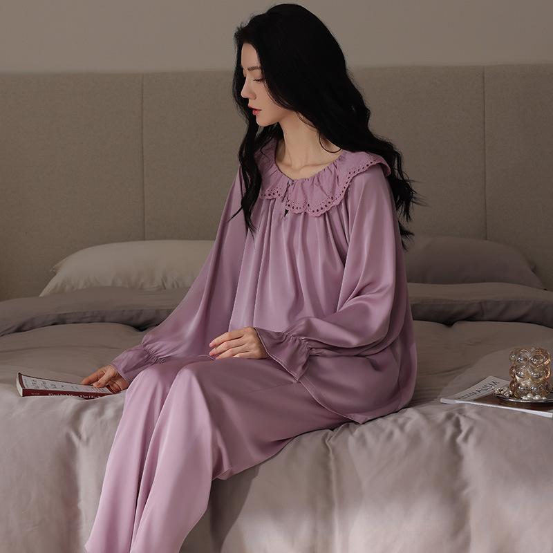 Spring and autumn new simulated silk pajamas women's thin high-end long-sleeved ice silk loungewear can be worn outside the suit