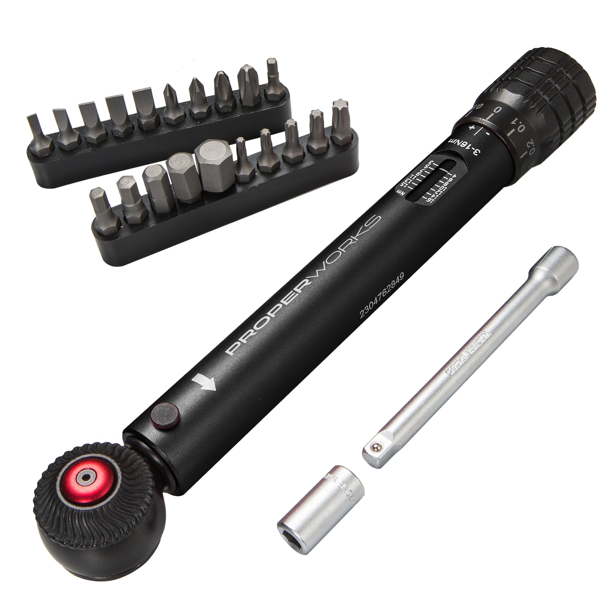 

PROPER WORKS Torque Wrench Preset Socket Extension Storage Calibration Japanese Instruction Manual Included Set, 6.35mm (1/4 ) Drive, 3-16Nm, Type, чорний