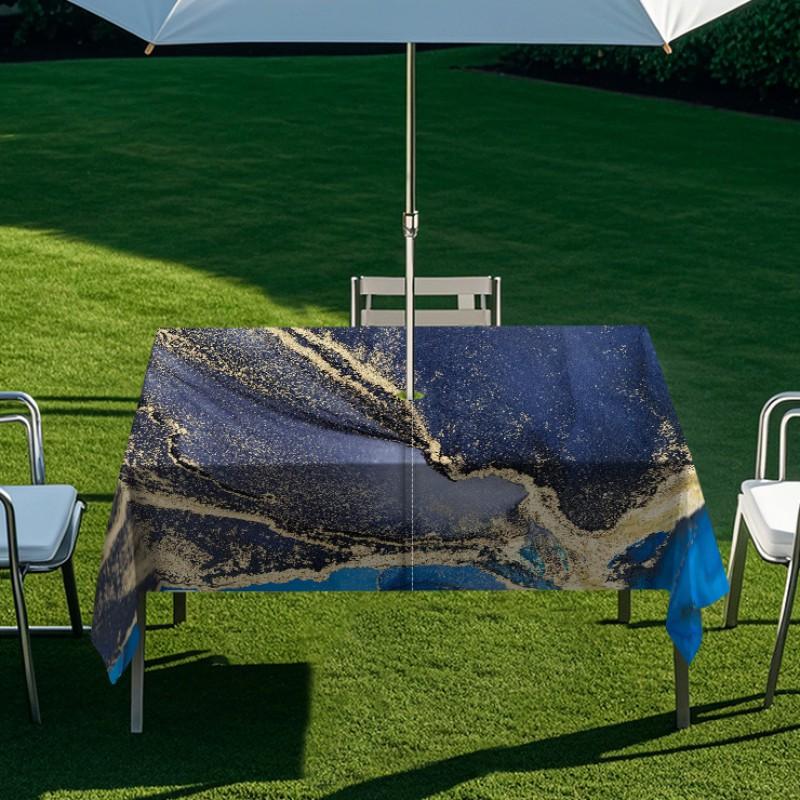 Outdoor Rectangular Table Cover With Starry Sky Sand Flow Waterproof Elastic Edge Patio Garden Dining