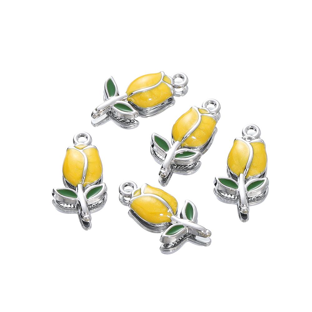 10Pcs/Lot 11.4*22.3mm Cartoon Alloy Tulip Shape Charms Loose Pendant For DIY Bracelet Necklaces Jewelry Making Accessories